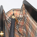Burberrys Hand Bag Leather Black Gold Auth 194380-18