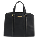 Burberrys Hand Bag Leather Black Gold Auth 194380-13