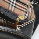 Burberrys Hand Bag Leather Black Gold Auth 194380-21