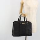 Burberrys Hand Bag Leather Black Gold Auth 194380-25