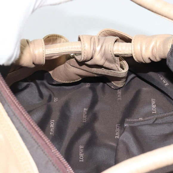 LOEWE Nappa Aire Anagram Hand Bag Leather Gold Auth 194382