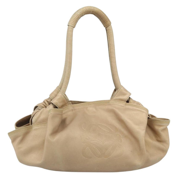 LOEWE Nappa Aire Anagram Hand Bag Leather Gold Auth 194382