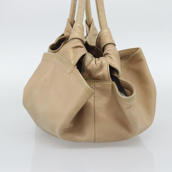 LOEWE Nappa Aire Anagram Hand Bag Leather Gold Auth 194382