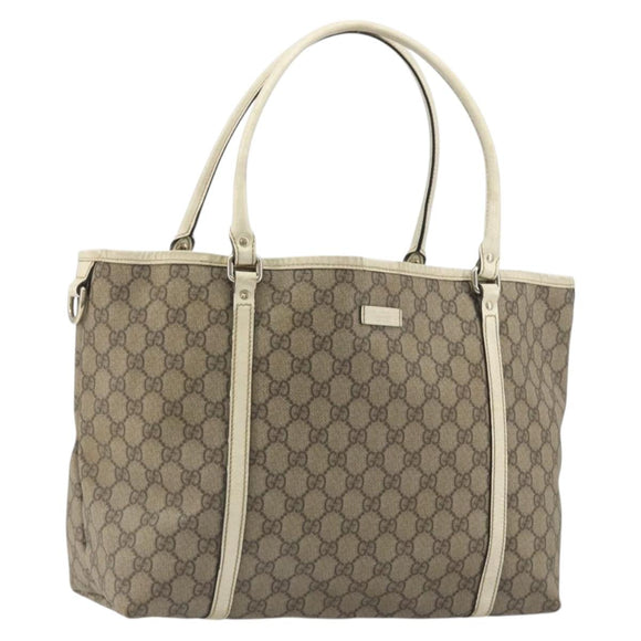 GUCCI GG Supreme Tote Bag PVC Beige Gold 197953 Auth 194383