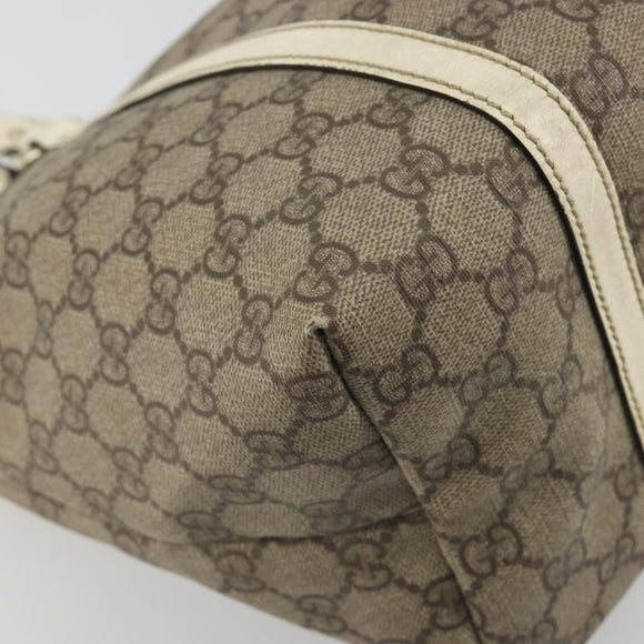 GUCCI GG Supreme Tote Bag PVC Beige Gold 197953 Auth 194383
