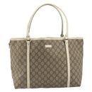 GUCCI GG Supreme Tote Bag PVC Beige Gold 197953 Auth 194383-13