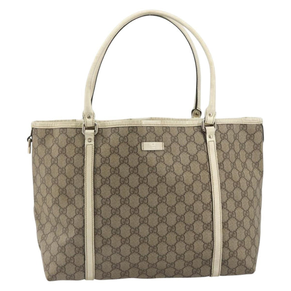 GUCCI GG Supreme Tote Bag PVC Beige Gold 197953 Auth 194383