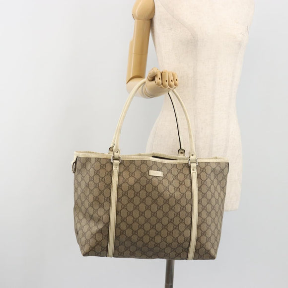 GUCCI GG Supreme Tote Bag PVC Beige Gold 197953 Auth 194383