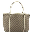 GUCCI GG Supreme Tote Bag PVC Beige Gold 197953 Auth 194383-2
