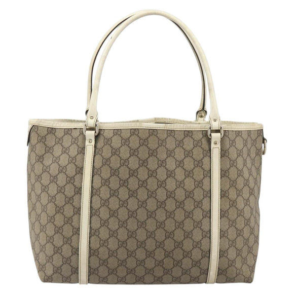 GUCCI GG Supreme Tote Bag PVC Beige Gold 197953 Auth 194383