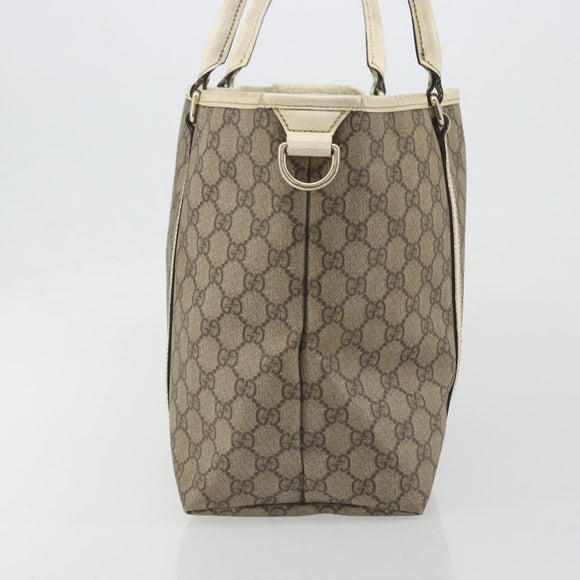 GUCCI GG Supreme Tote Bag PVC Beige Gold 197953 Auth 194383