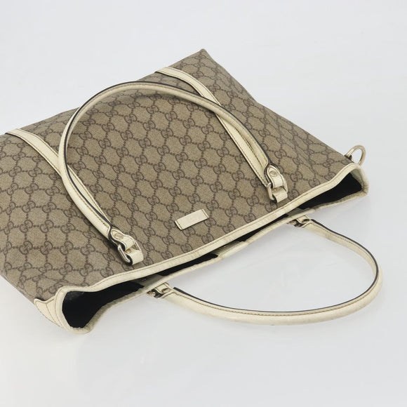 GUCCI GG Supreme Tote Bag PVC Beige Gold 197953 Auth 194383