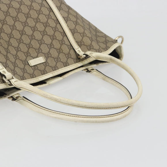 GUCCI GG Supreme Tote Bag PVC Beige Gold 197953 Auth 194383