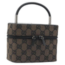 GUCCI GG Canvas Vanity Hand Bag Black Silver 039 1051 Auth 194389A-1