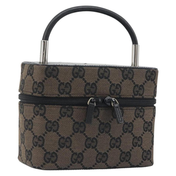 GUCCI GG Canvas Vanity Hand Bag Black Silver 039 1051 Auth 194389A