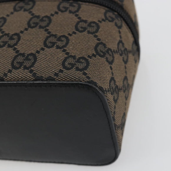 GUCCI GG Canvas Vanity Hand Bag Black Silver 039 1051 Auth 194389A