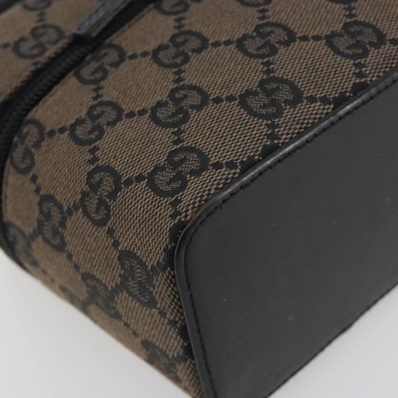 GUCCI GG Canvas Vanity Hand Bag Black Silver 039 1051 Auth 194389A