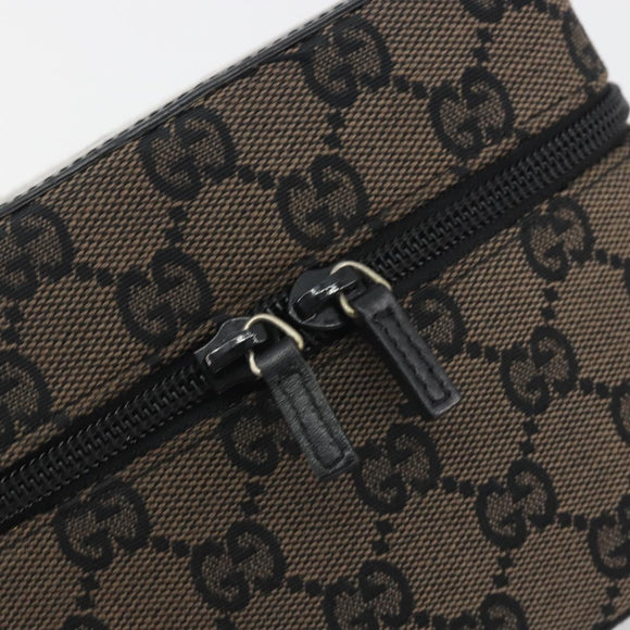 GUCCI GG Canvas Vanity Hand Bag Black Silver 039 1051 Auth 194389A