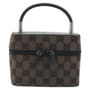GUCCI GG Canvas Vanity Hand Bag Black Silver 039 1051 Auth 194389A-2