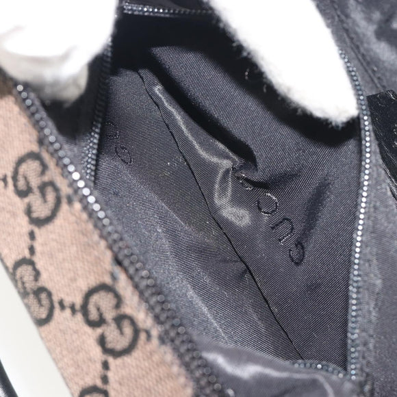 GUCCI GG Canvas Vanity Hand Bag Black Silver 039 1051 Auth 194389A