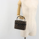 GUCCI GG Canvas Vanity Hand Bag Black Silver 039 1051 Auth 194389A-23
