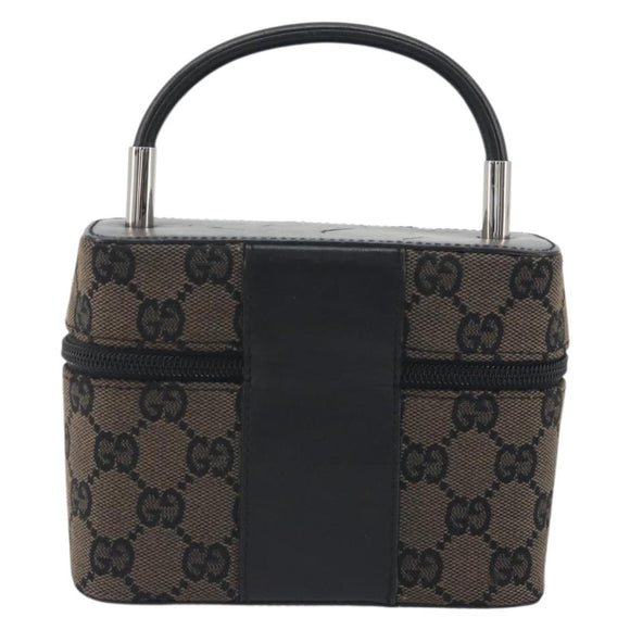 GUCCI GG Canvas Vanity Hand Bag Black Silver 039 1051 Auth 194389A