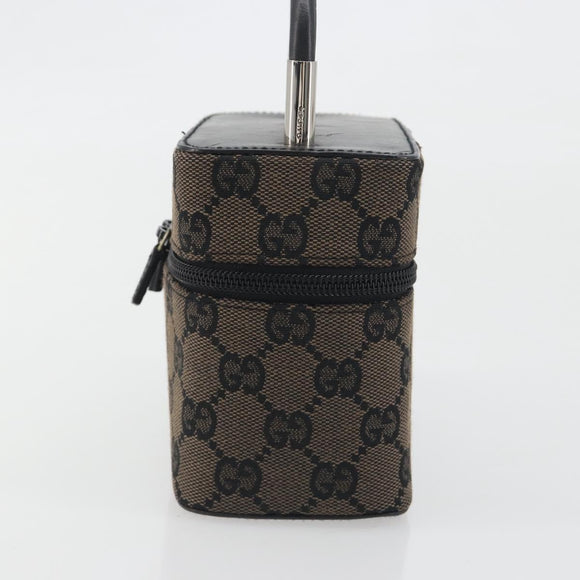 GUCCI GG Canvas Vanity Hand Bag Black Silver 039 1051 Auth 194389A