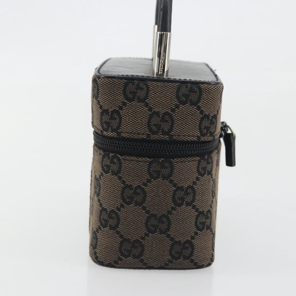 GUCCI GG Canvas Vanity Hand Bag Black Silver 039 1051 Auth 194389A