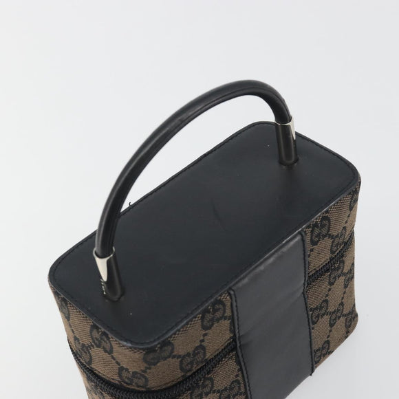 GUCCI GG Canvas Vanity Hand Bag Black Silver 039 1051 Auth 194389A