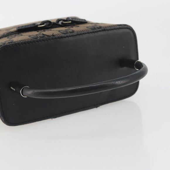GUCCI GG Canvas Vanity Hand Bag Black Silver 039 1051 Auth 194389A
