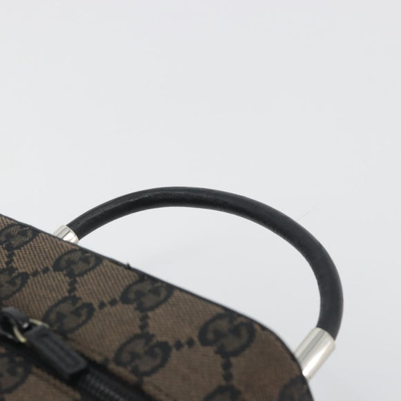 GUCCI GG Canvas Vanity Hand Bag Black Silver 039 1051 Auth 194389A