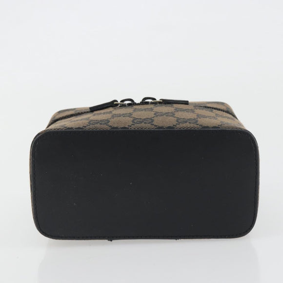GUCCI GG Canvas Vanity Hand Bag Black Silver 039 1051 Auth 194389A
