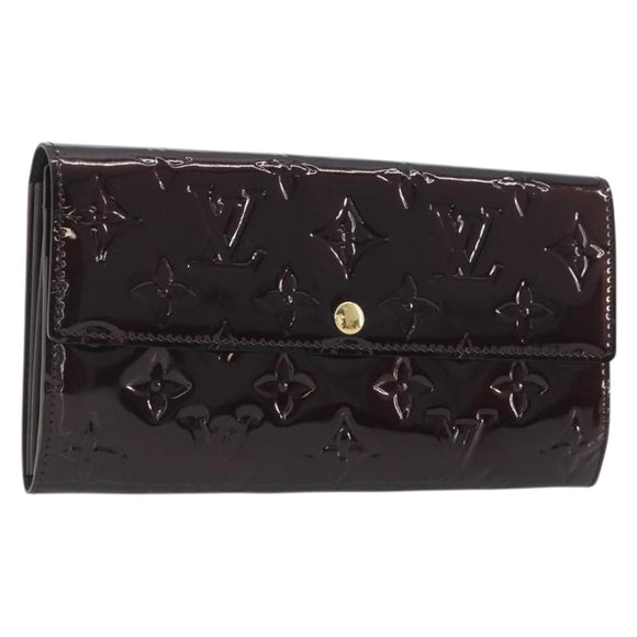 LOUIS VUITTON Monogram Vernis Portefeuille Sarah Long Wallet Rouge Favist M91521 LV Auth 194392A