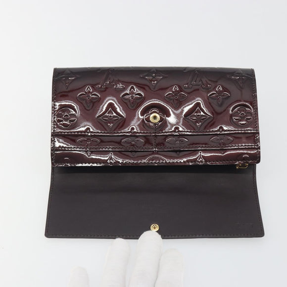 LOUIS VUITTON Monogram Vernis Portefeuille Sarah Long Wallet Rouge Favist M91521 LV Auth 194392A