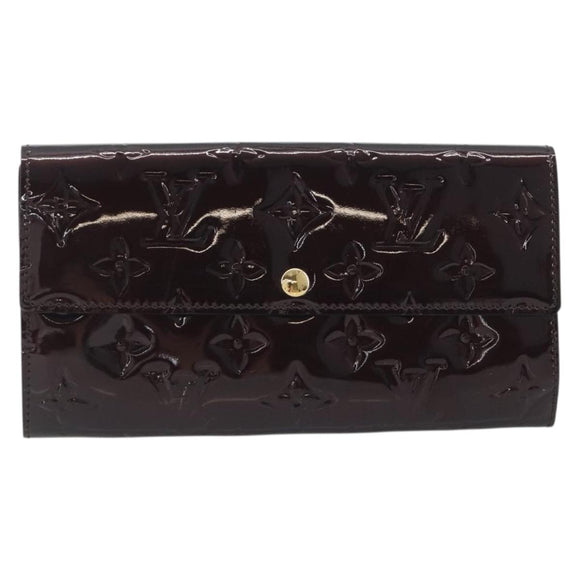 LOUIS VUITTON Monogram Vernis Portefeuille Sarah Long Wallet Rouge Favist M91521 LV Auth 194392A