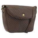 CELINE Shoulder Bag Leather Brown Gold Auth 194395A-1