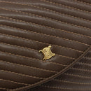 CELINE Shoulder Bag Leather Brown Gold Auth 194395A-14