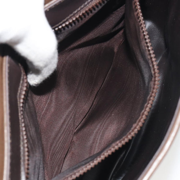 CELINE Shoulder Bag Leather Brown Gold Auth 194395A