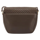 CELINE Shoulder Bag Leather Brown Gold Auth 194395A-3