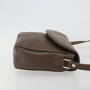 CELINE Shoulder Bag Leather Brown Gold Auth 194395A-4