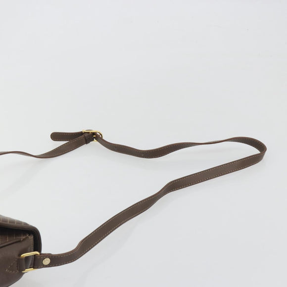 CELINE Shoulder Bag Leather Brown Gold Auth 194395A