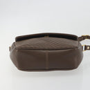 CELINE Shoulder Bag Leather Brown Gold Auth 194395A-9