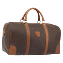 CELINE Macadam Canvas Boston Bag PVC Leather Brown Gold Auth 194398-1