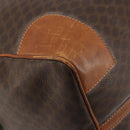 CELINE Macadam Canvas Boston Bag PVC Leather Brown Gold Auth 194398-11