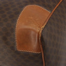 CELINE Macadam Canvas Boston Bag PVC Leather Brown Gold Auth 194398-12