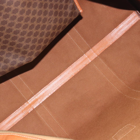CELINE Macadam Canvas Boston Bag PVC Leather Brown Gold Auth 194398