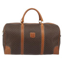 CELINE Macadam Canvas Boston Bag PVC Leather Brown Gold Auth 194398-2
