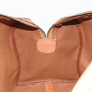 CELINE Macadam Canvas Boston Bag PVC Leather Brown Gold Auth 194398-20