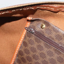 CELINE Macadam Canvas Boston Bag PVC Leather Brown Gold Auth 194398-21
