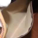 CELINE Macadam Canvas Boston Bag PVC Leather Brown Gold Auth 194398-22